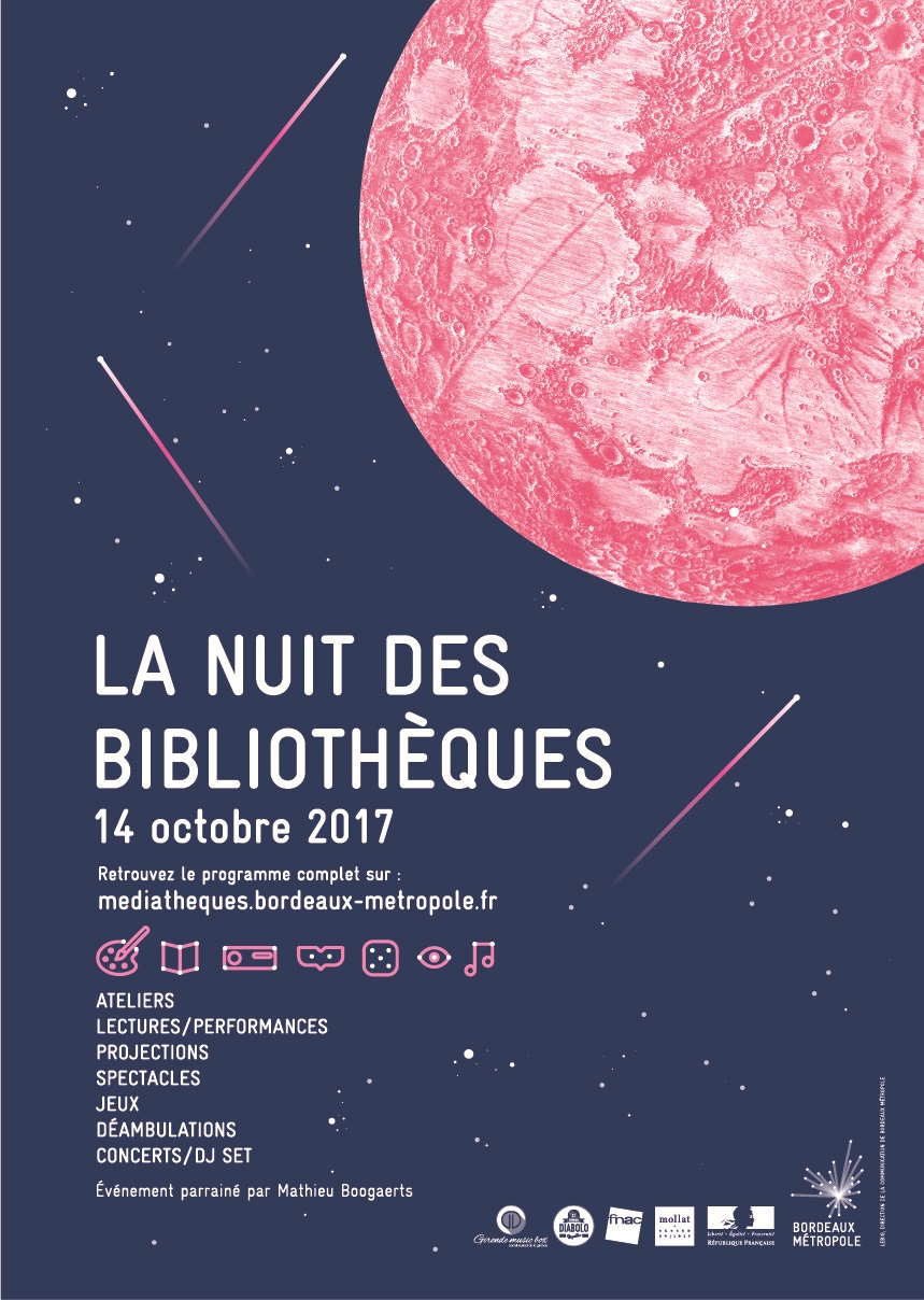 affiche Nuit des bibliothèques - Bordeaux Métropole - 2017