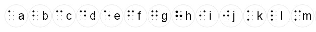 Ecriture blanche 2014 alphabet braille a-m